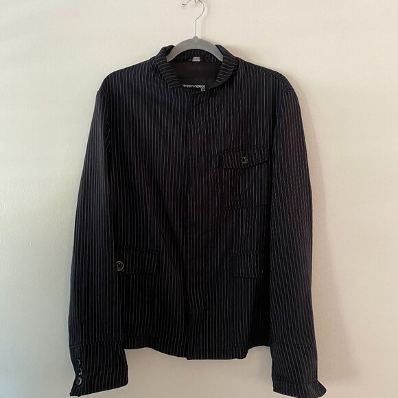Emporio Armani Blue Pinstripe 3 Pocket Zip Parka Jacket M/L Men's - Picture 1 of 8